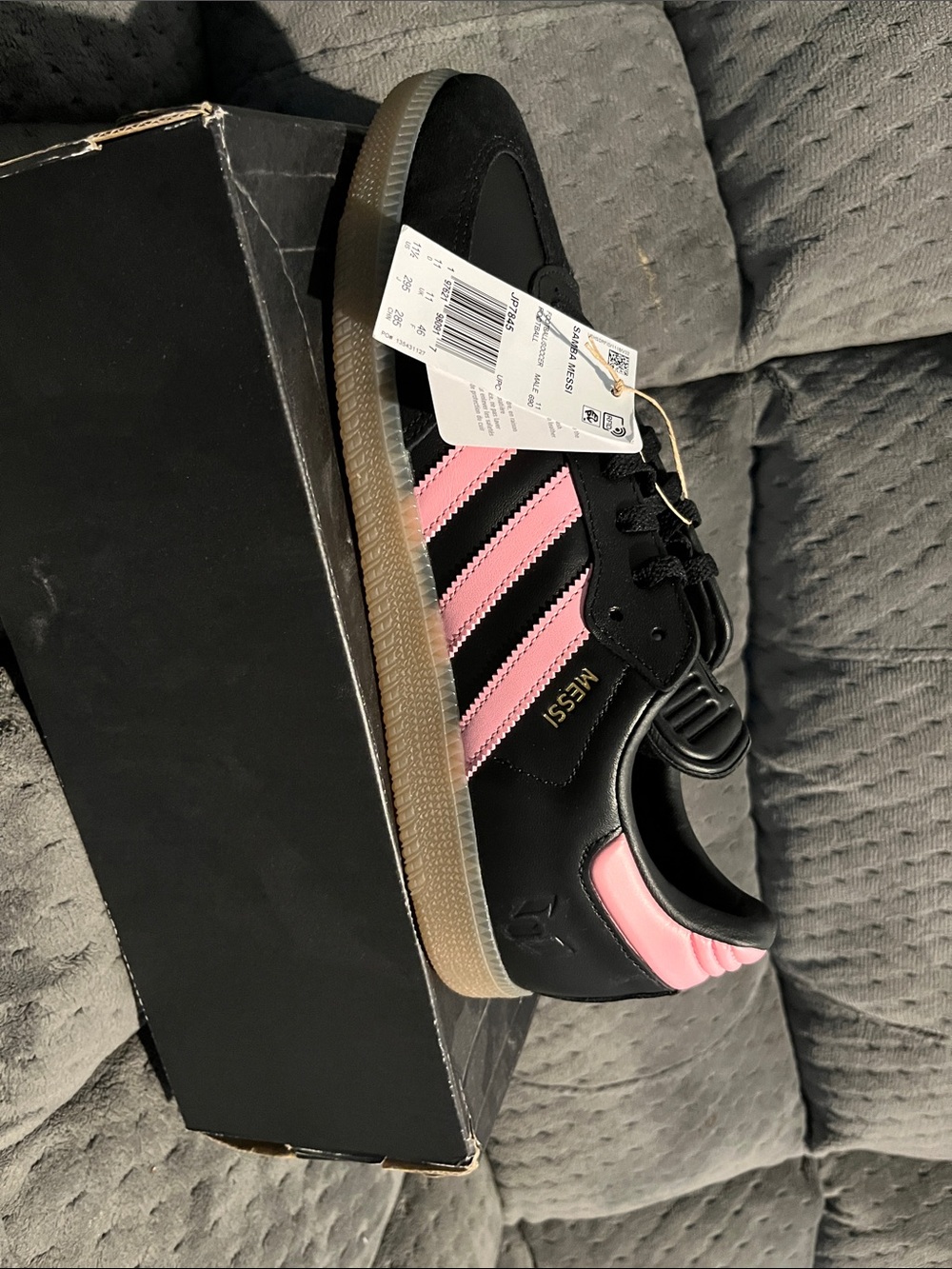adidas Kids Black and Pink Samba-Style Sneakers